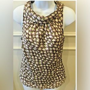 Ann Taylor Loft Blouse Top Size 4 Multicolor Sleeveless Side Zip Slouch Collar